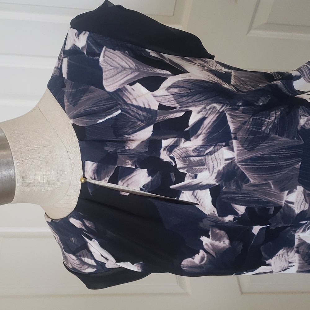 ROBERT RODRIGUEZ Abstract Watercolor Silky Blouse | Sheer Cap Sleeves | MEDIUM - Picture 12 of 15